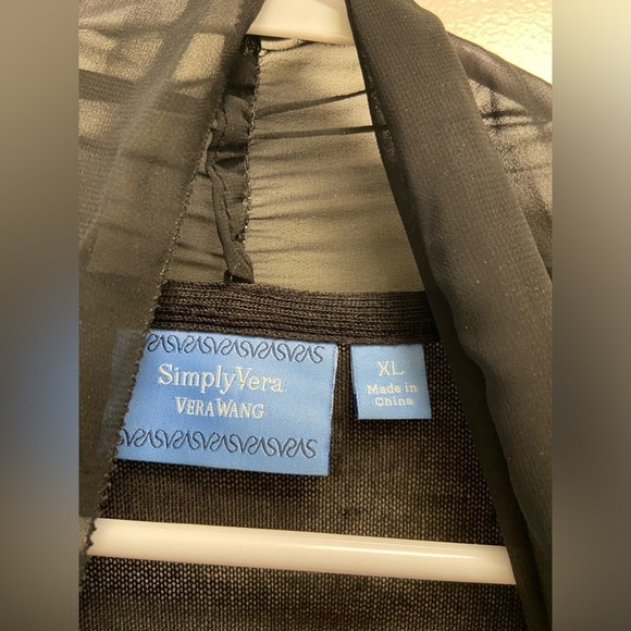 Simply Vera, Vera Wang, black, sheer, tie sweater women’s size extra large party - Picture 3 of 5